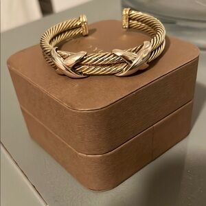 Gold and Silver Twisted Cable Bracelet 14 karat gold